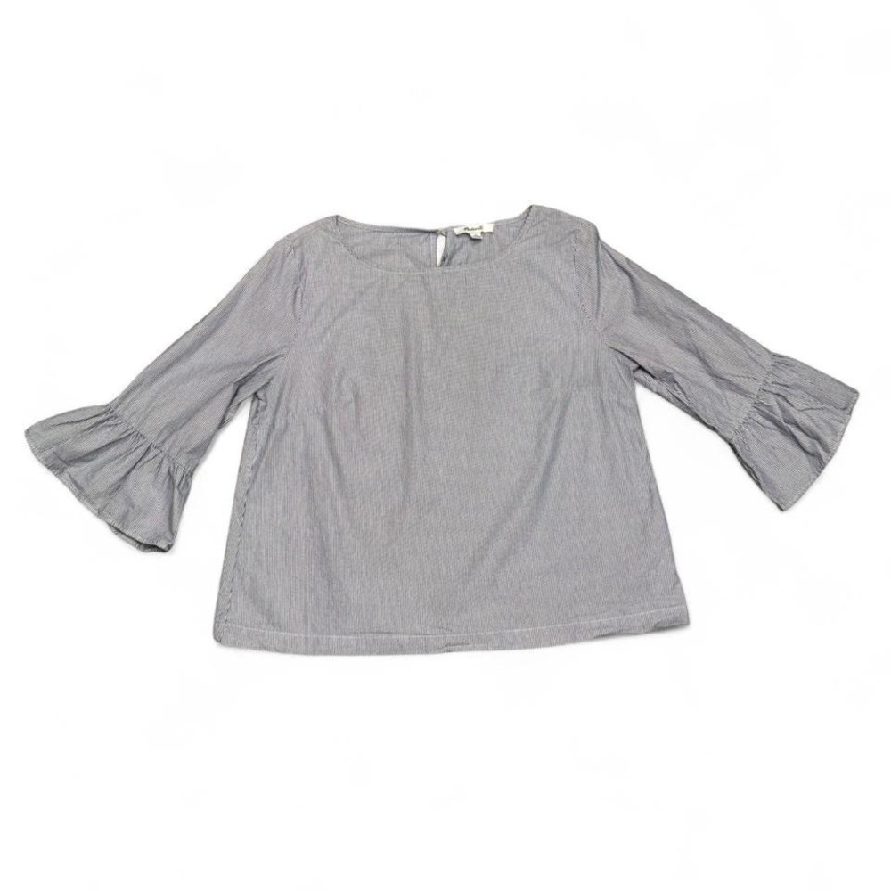 Madewell Striped Boatneck Top with Ruffle Sleeves